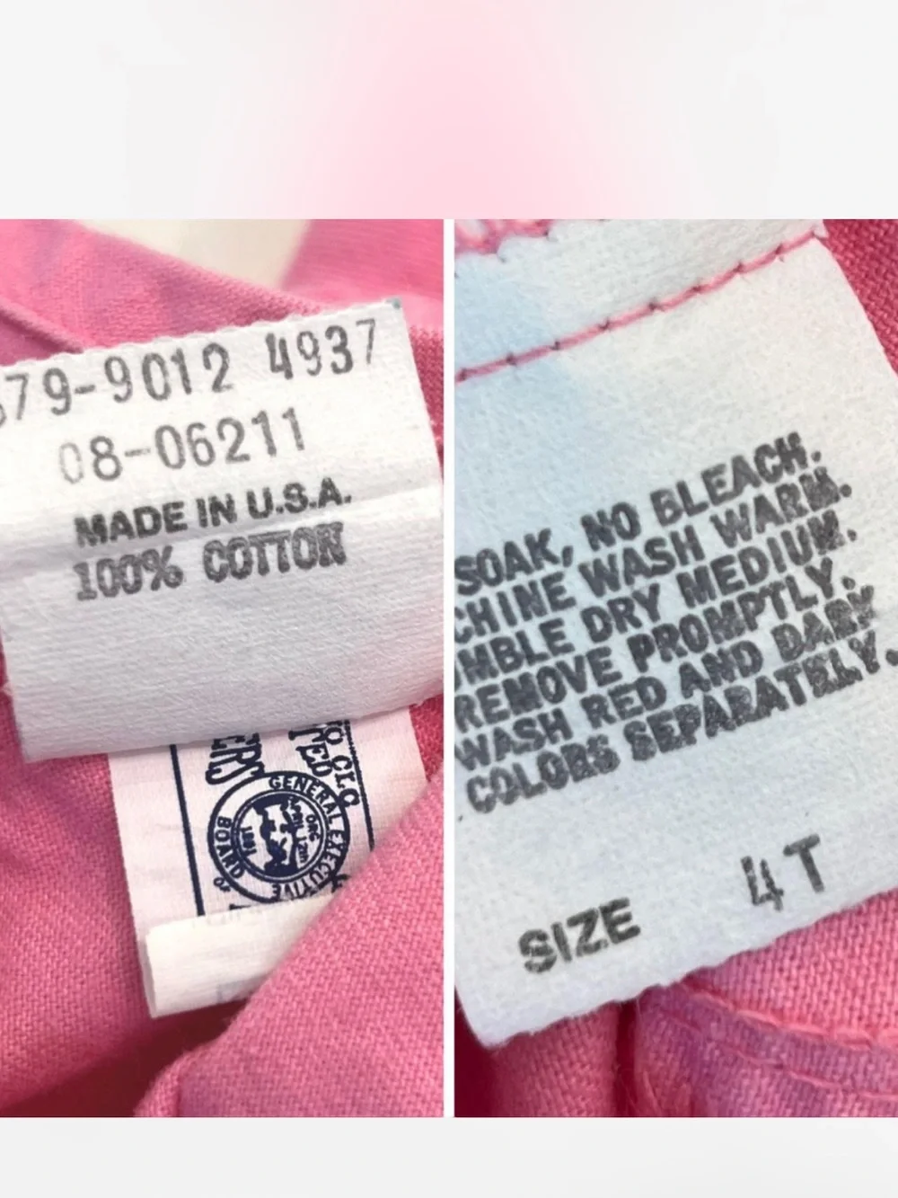 Vintage OshKosh B'gosh Overalls Vestbak Pink Kids/Girls Toddler Size 4T